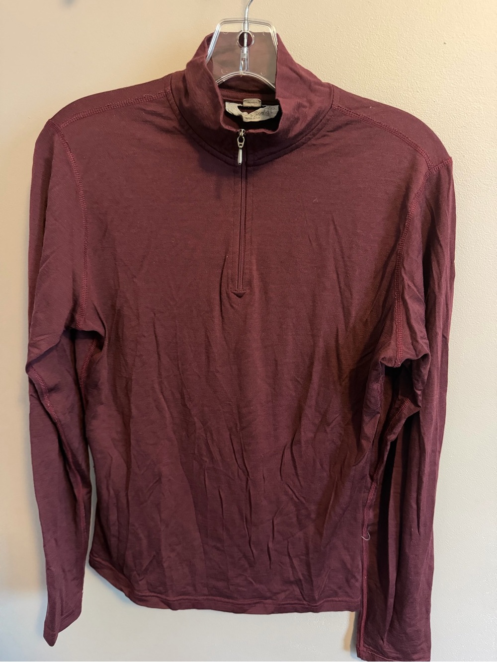 Smartwool Women Medium Maroon Merino Wool 1/4 Zip Base Layer Top M